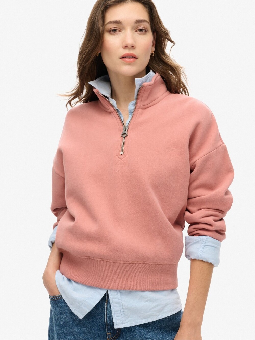TOMMY BAHAMA Sweatshirt Half Zip Aruba Cotton Passion Pink Peach Medium